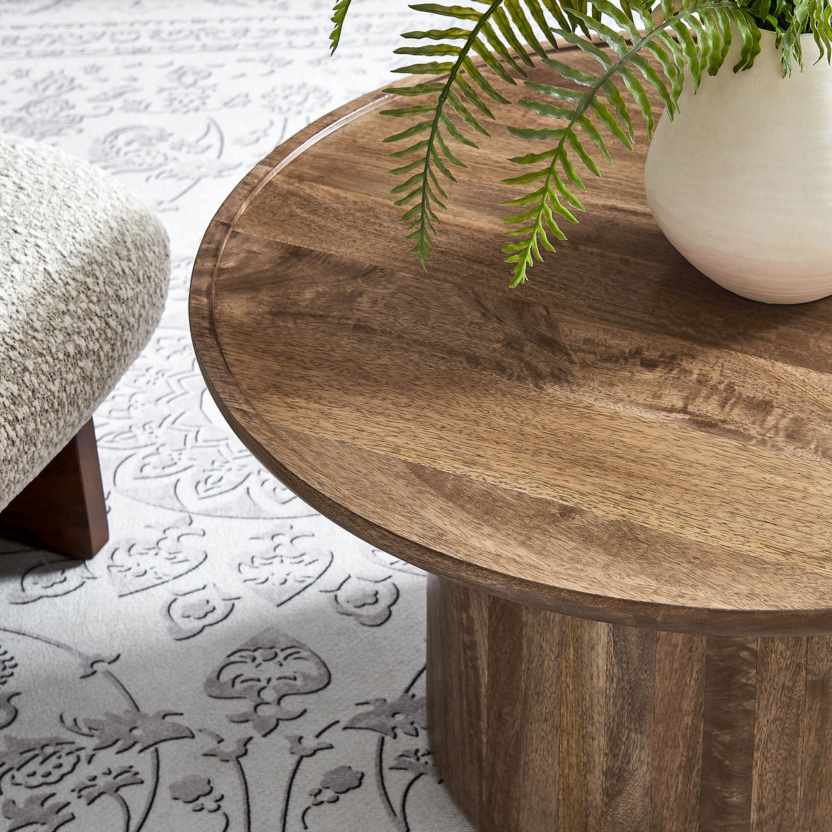 Holloway 30" Round Wood Coffee Table - Walnut