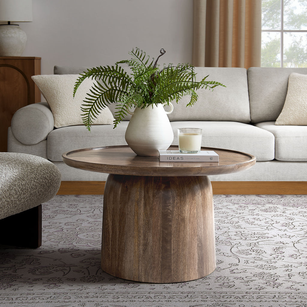 Holloway 30" Round Wood Coffee Table - Walnut