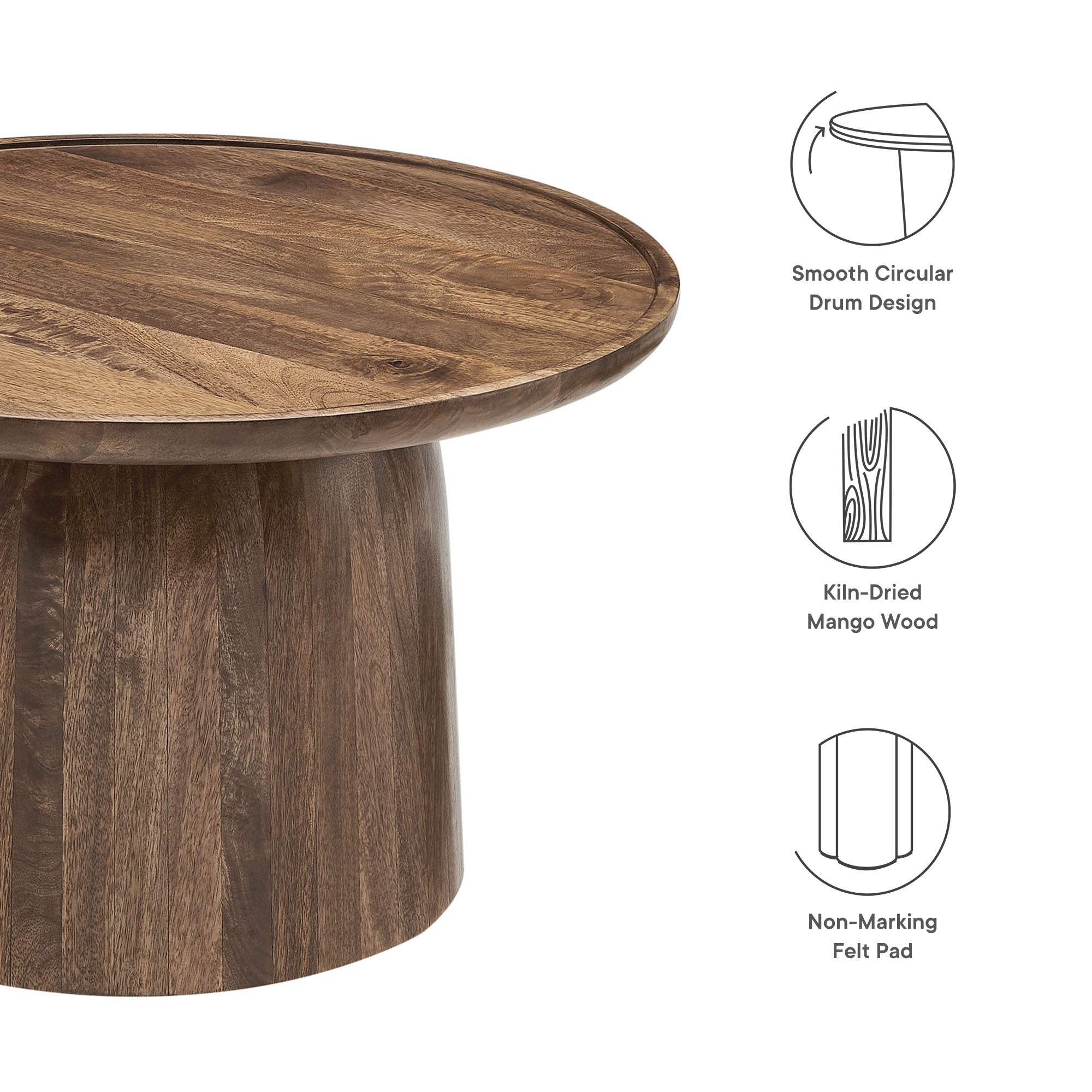Holloway 30" Round Wood Coffee Table - Walnut