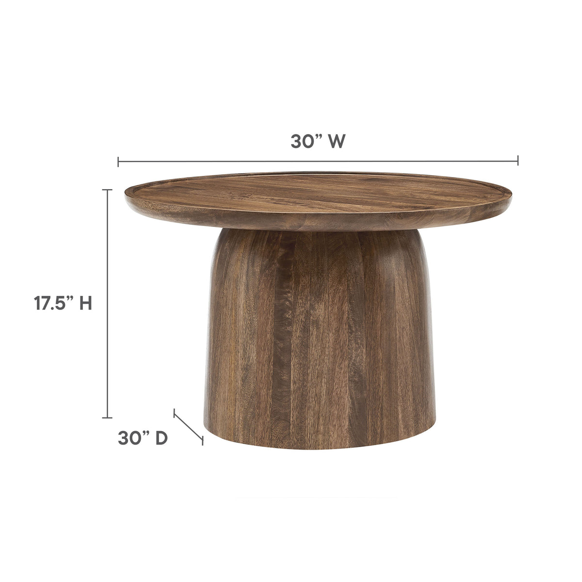 Holloway 30" Round Wood Coffee Table - Walnut