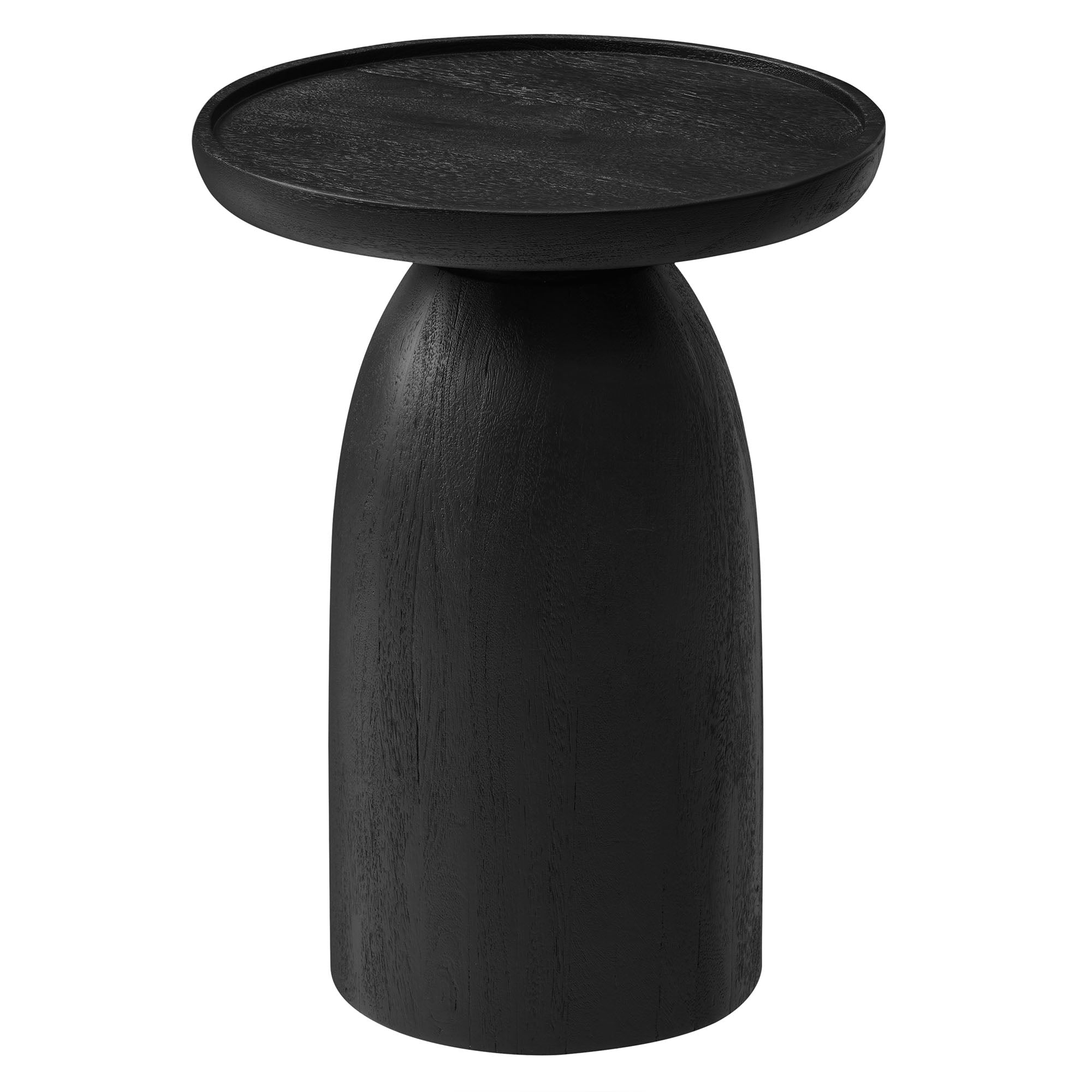 Holloway Round Wood Side Table - Black