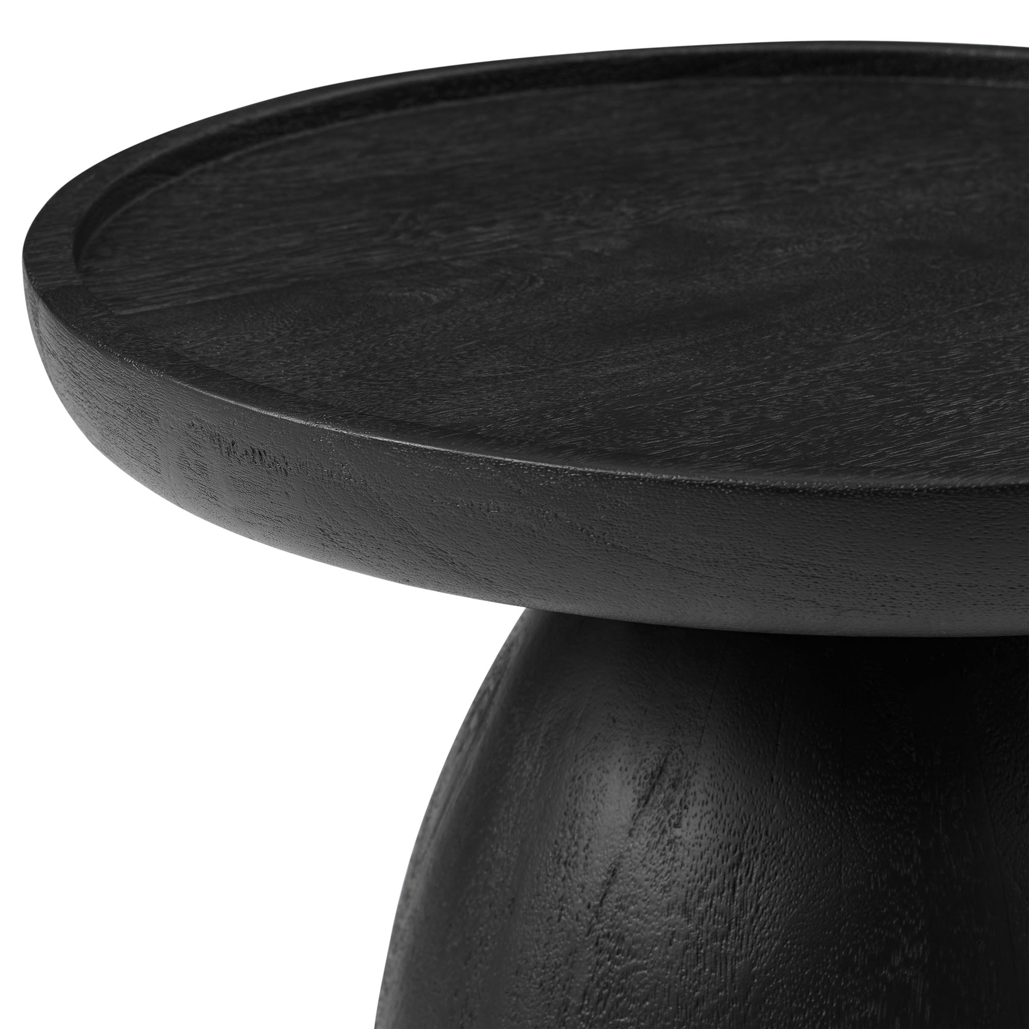 Holloway Round Wood Side Table - Black