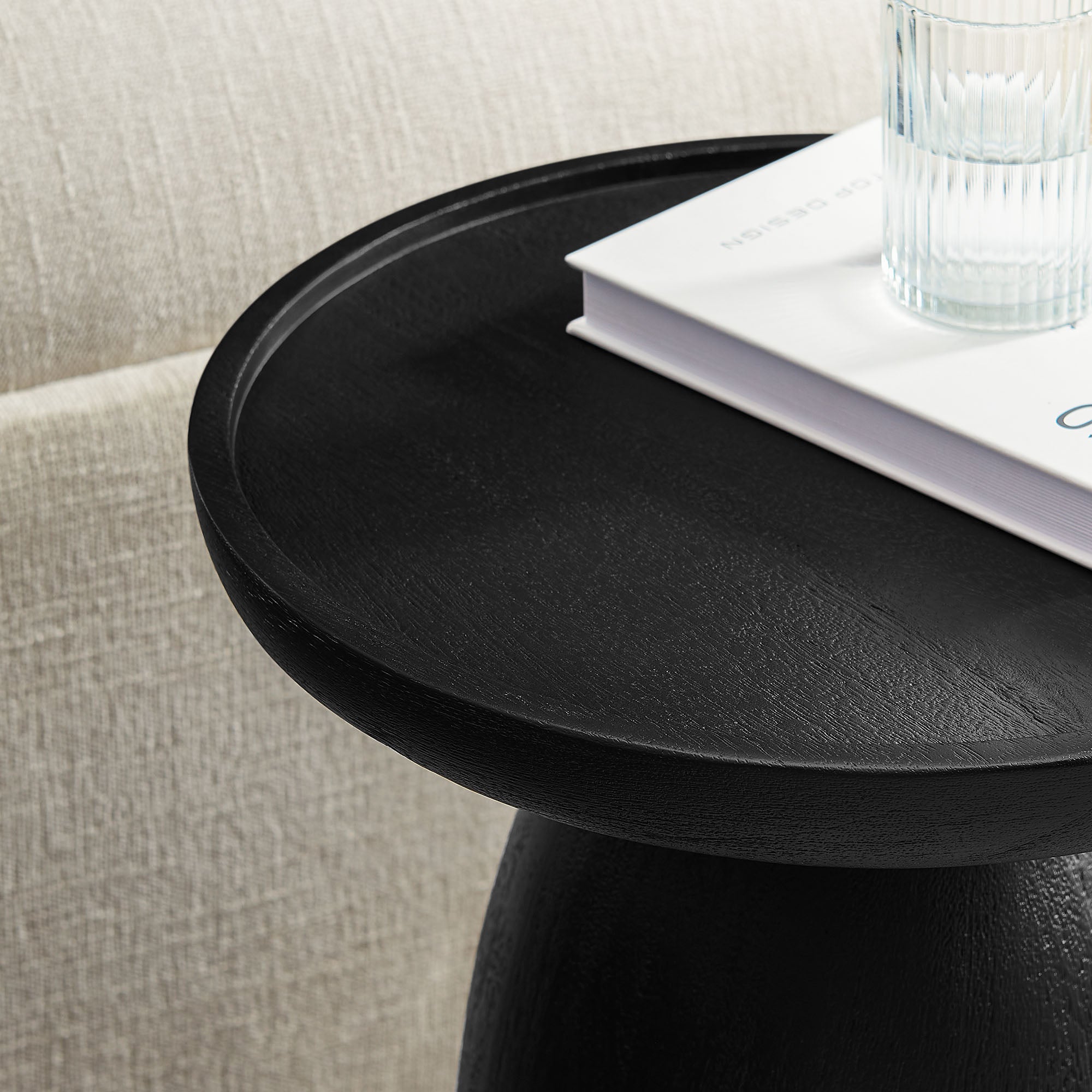 Holloway Round Wood Side Table - Black