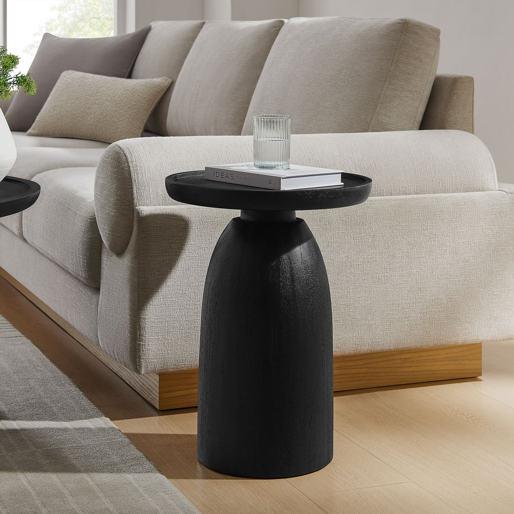 Holloway Round Wood Side Table - Black