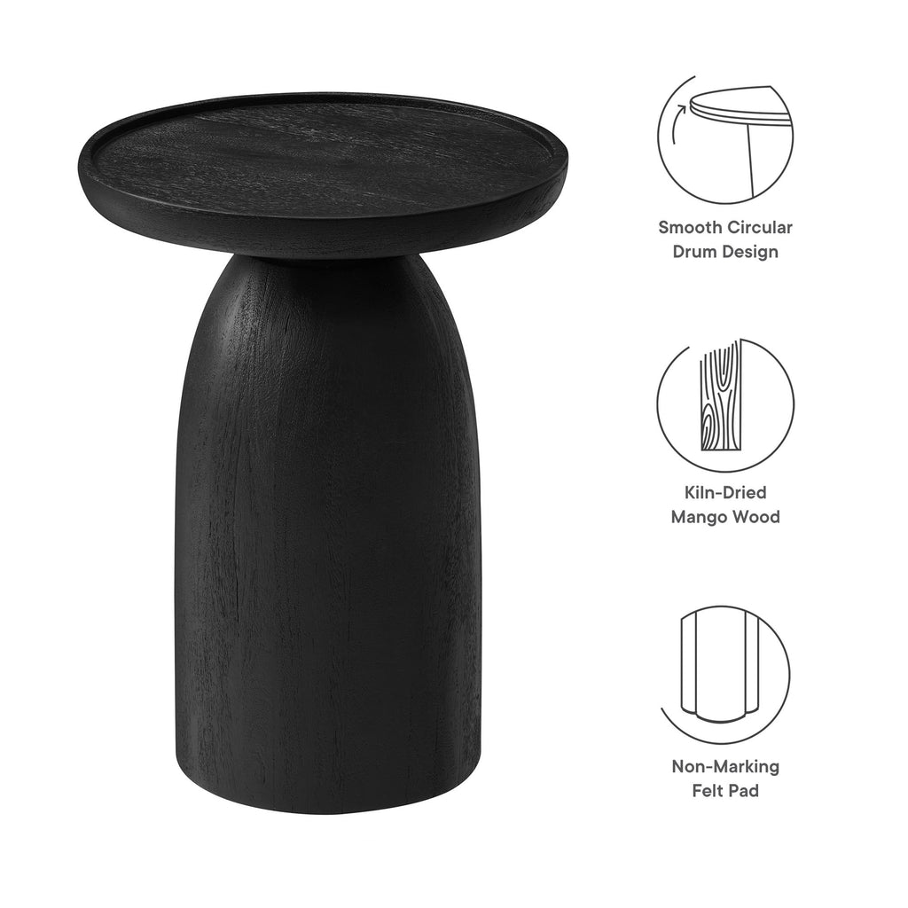 Holloway Round Wood Side Table - Black