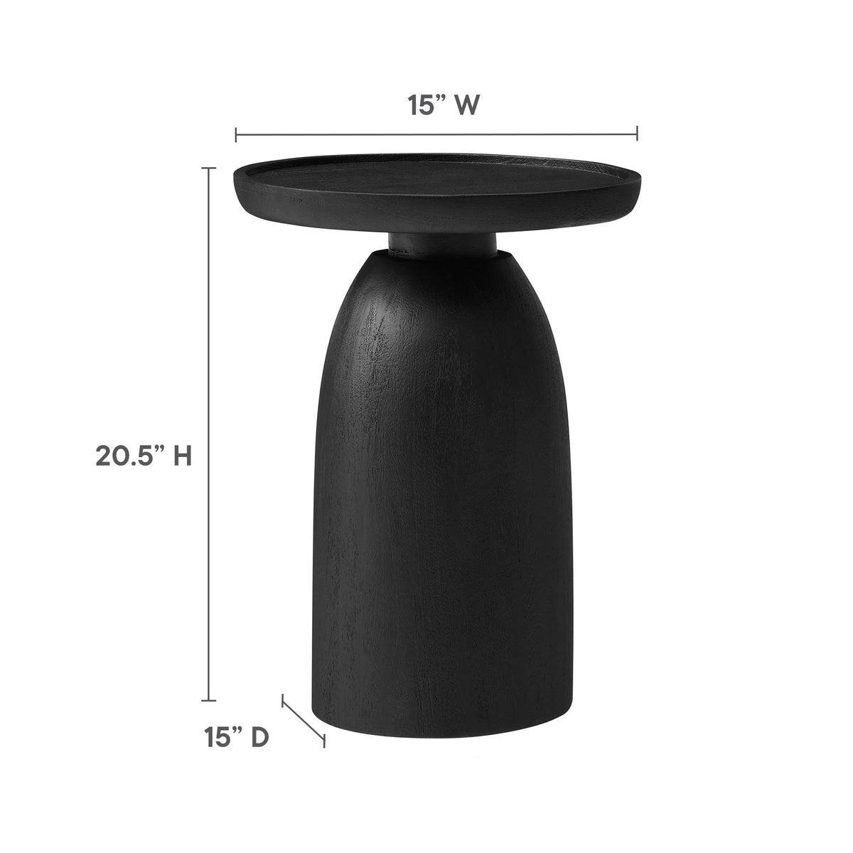 Holloway Round Wood Side Table - Black