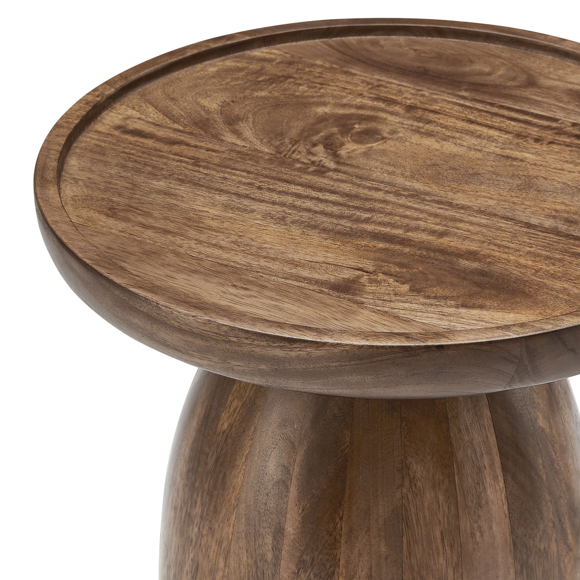 Holloway Round Wood Side Table - Walnut