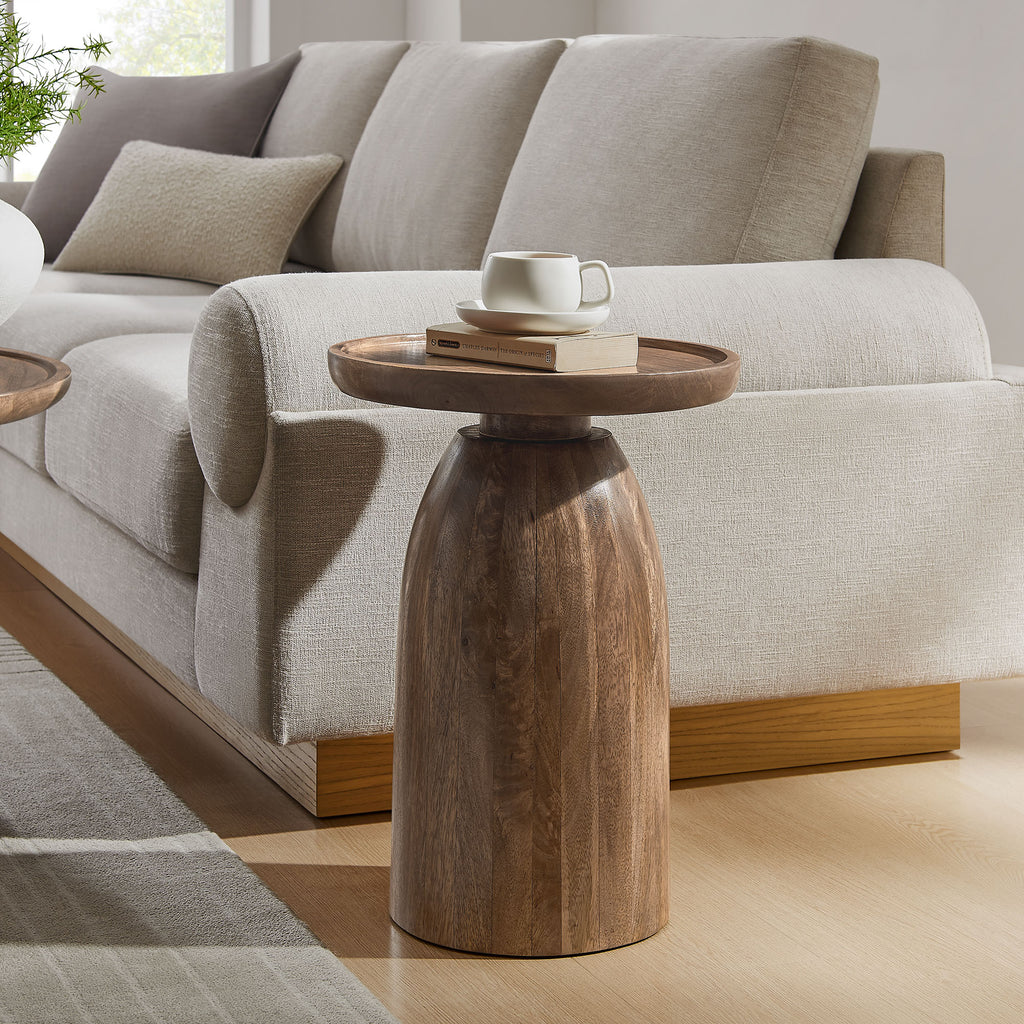 Holloway Round Wood Side Table - Walnut