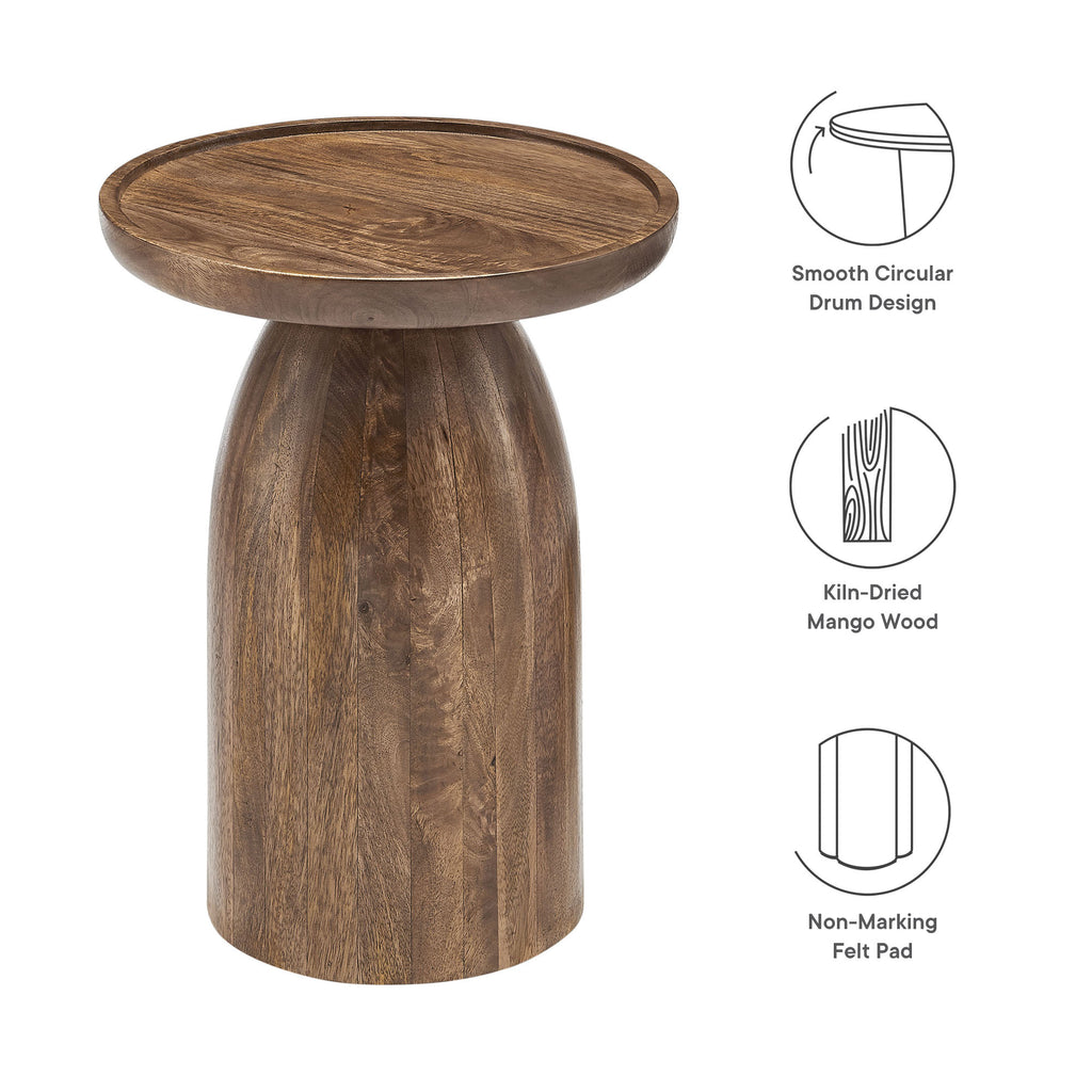Holloway Round Wood Side Table - Walnut