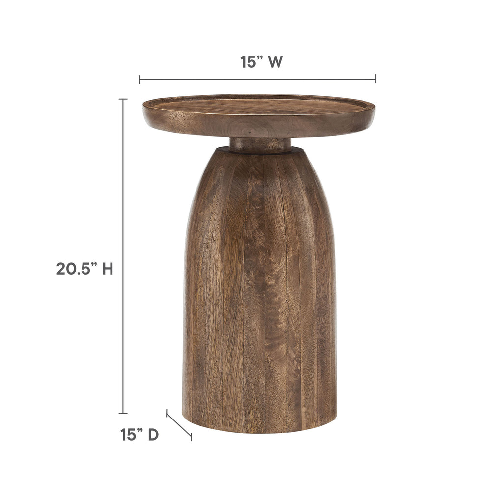 Holloway Round Wood Side Table - Walnut