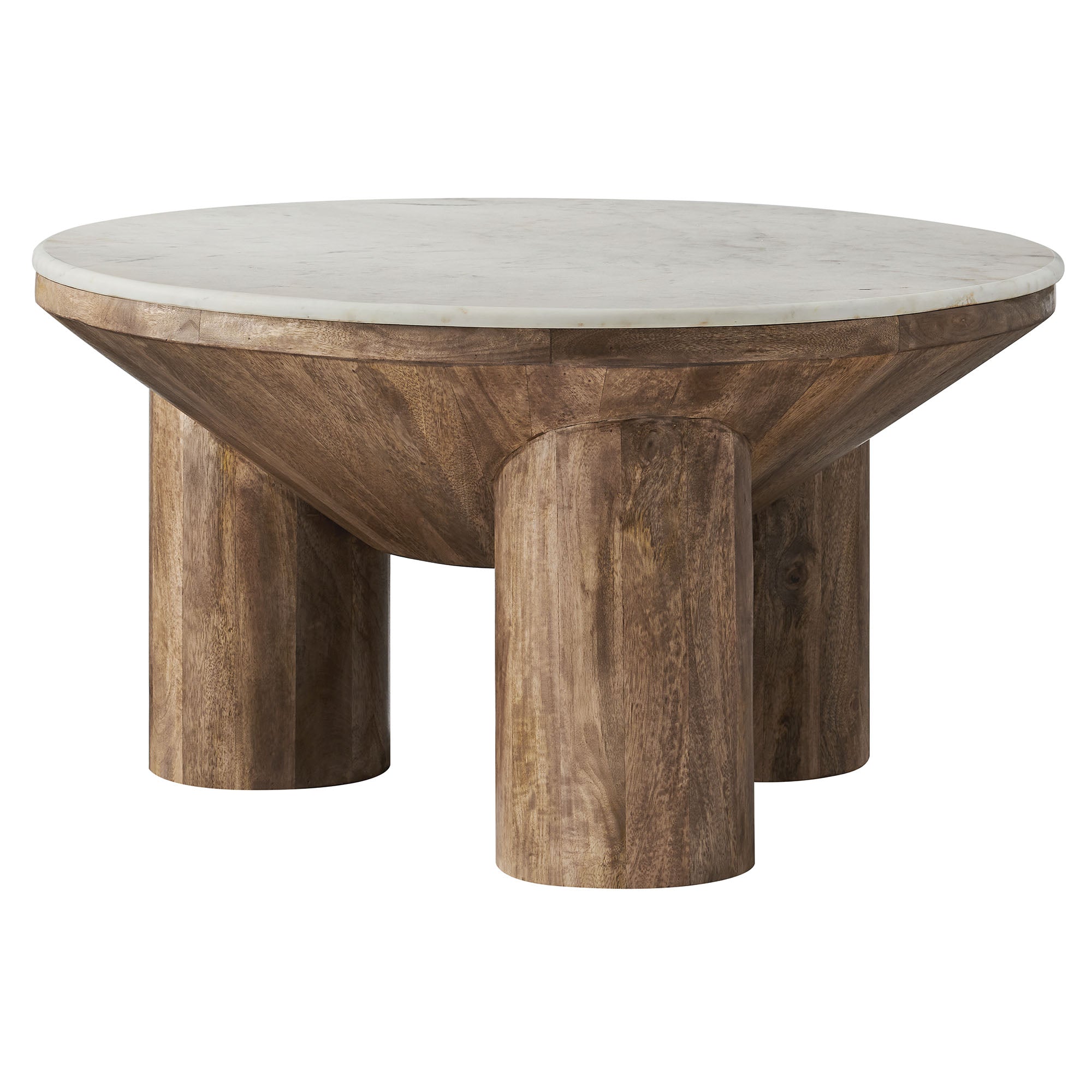Ellison 33" Round Wood Coffee Table With Marble Top - Walnut