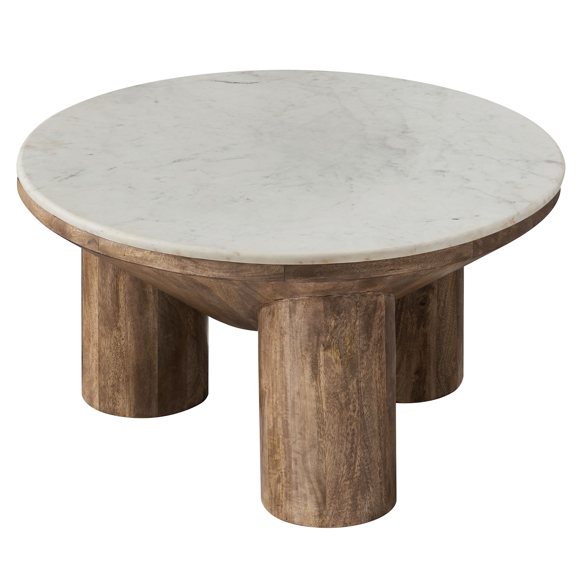 Ellison 33" Round Wood Coffee Table With Marble Top - Walnut