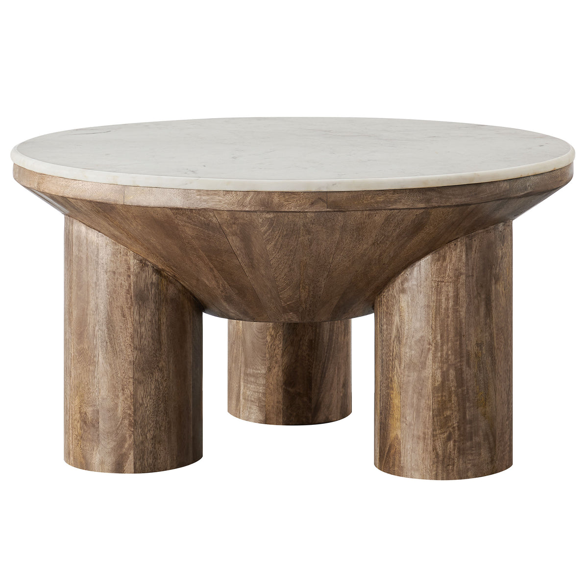 Ellison 33" Round Wood Coffee Table With Marble Top - Walnut