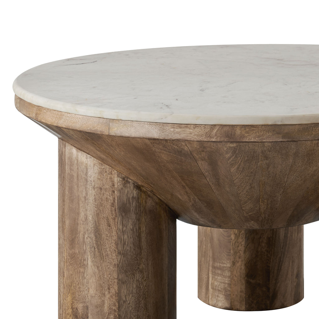 Ellison 33" Round Wood Coffee Table With Marble Top - Walnut