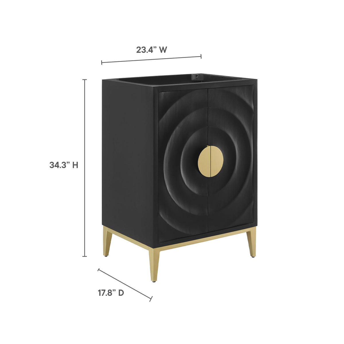 Beau 24" Bathroom Vanity Cabinet (Sink Basin Not Included) - Black