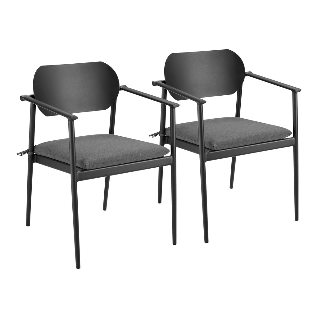 Aeris Stackable Outdoor Patio Aluminum Dining Armchair Set of 2 - Charcoal