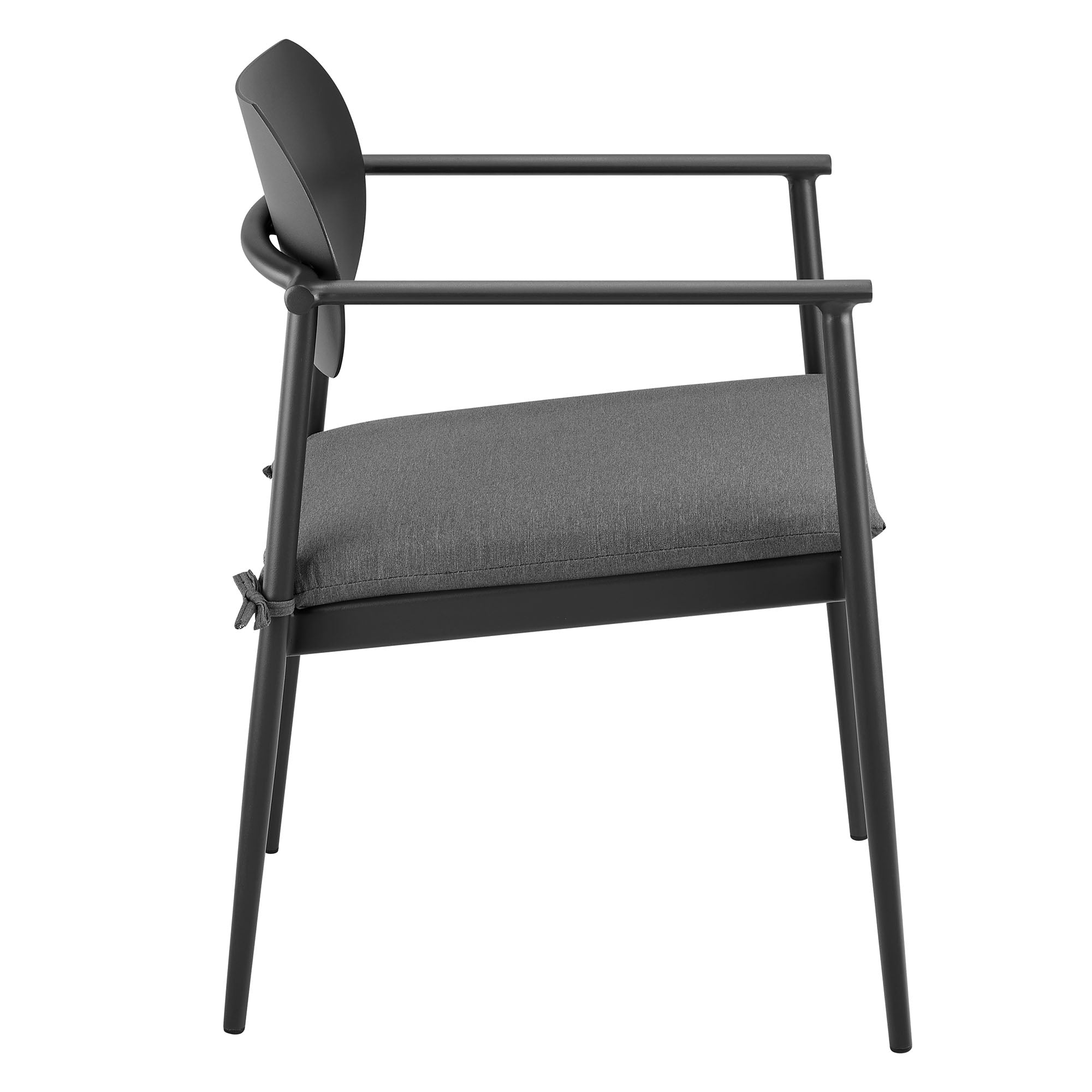 Aeris Stackable Outdoor Patio Aluminum Dining Armchair Set of 2 - Charcoal