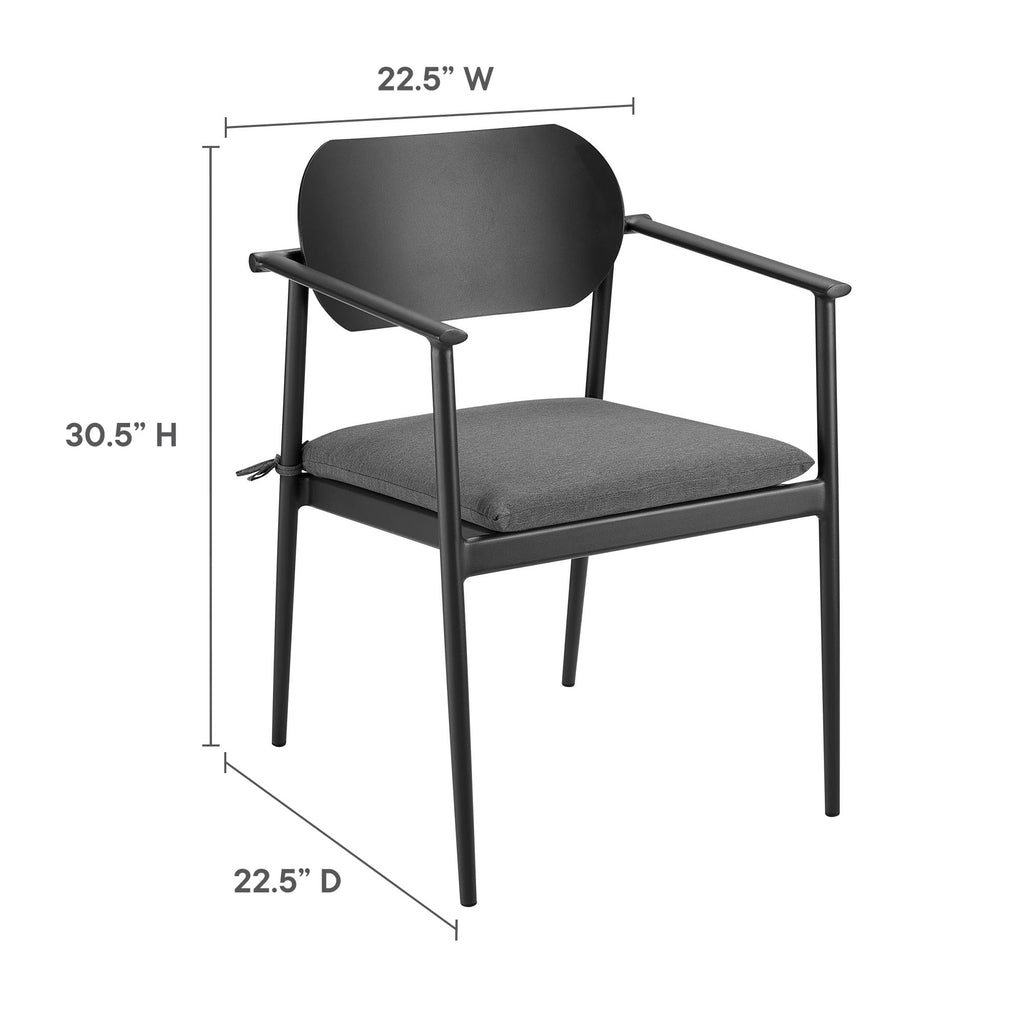 Aeris Stackable Outdoor Patio Aluminum Dining Armchair Set of 2 - Charcoal