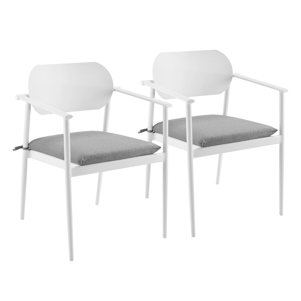 Aeris Stackable Outdoor Patio Aluminum Dining Armchair Set of 2 - White