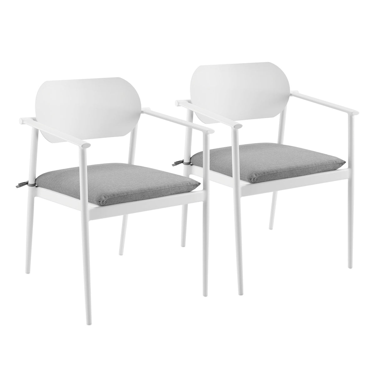 Aeris Stackable Outdoor Patio Aluminum Dining Armchair Set of 2 - White