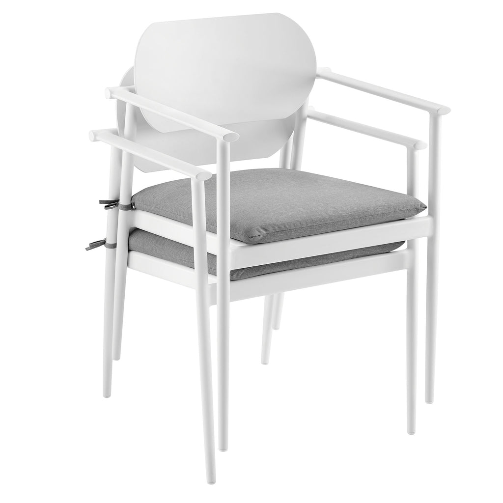Aeris 7-Piece Outdoor Patio Aluminum Dining Set - White Light Gray