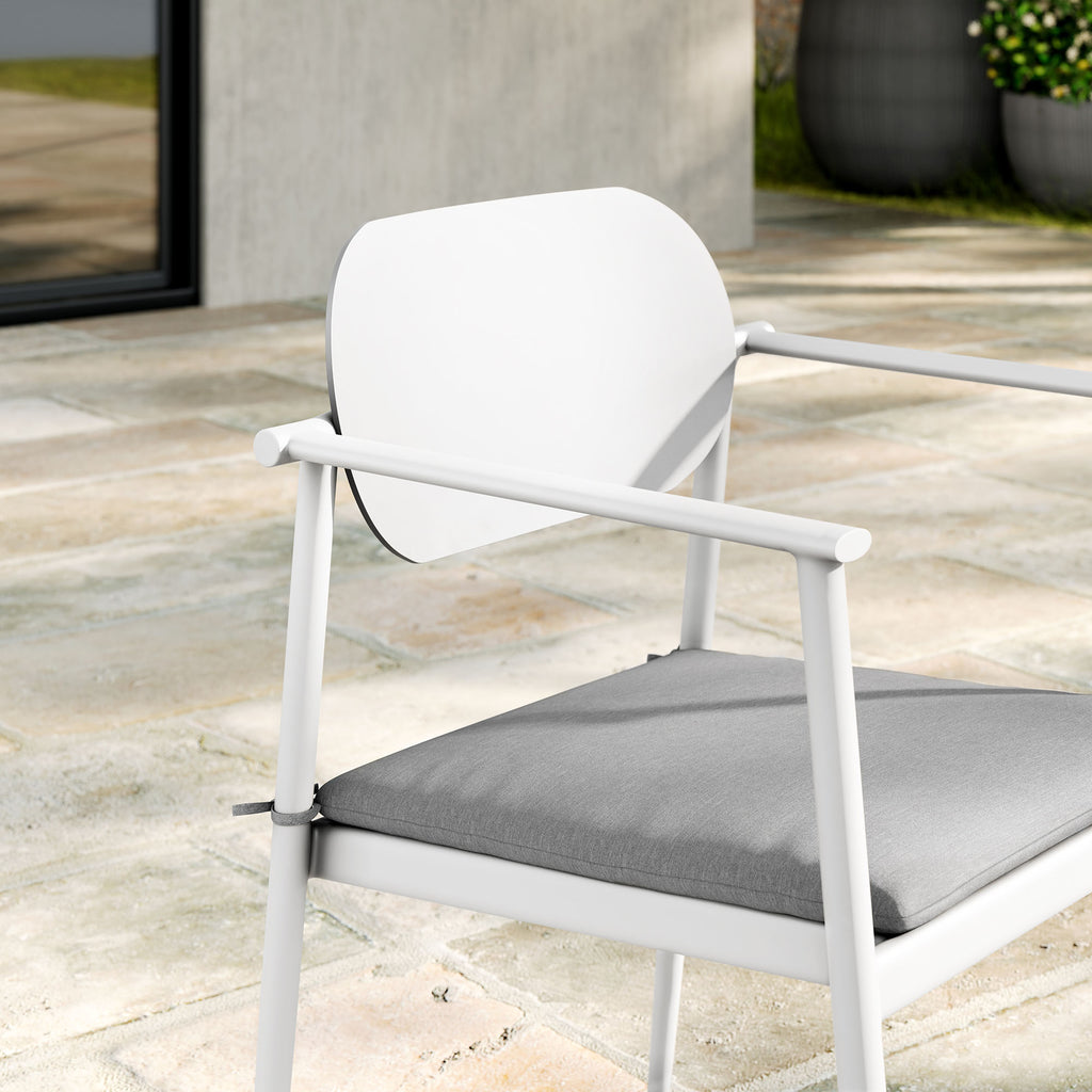 Aeris Stackable Outdoor Patio Aluminum Dining Armchair Set of 2 - White