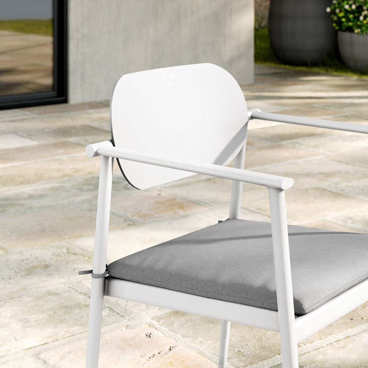 Aeris Stackable Outdoor Patio Aluminum Dining Armchair Set of 2 - White