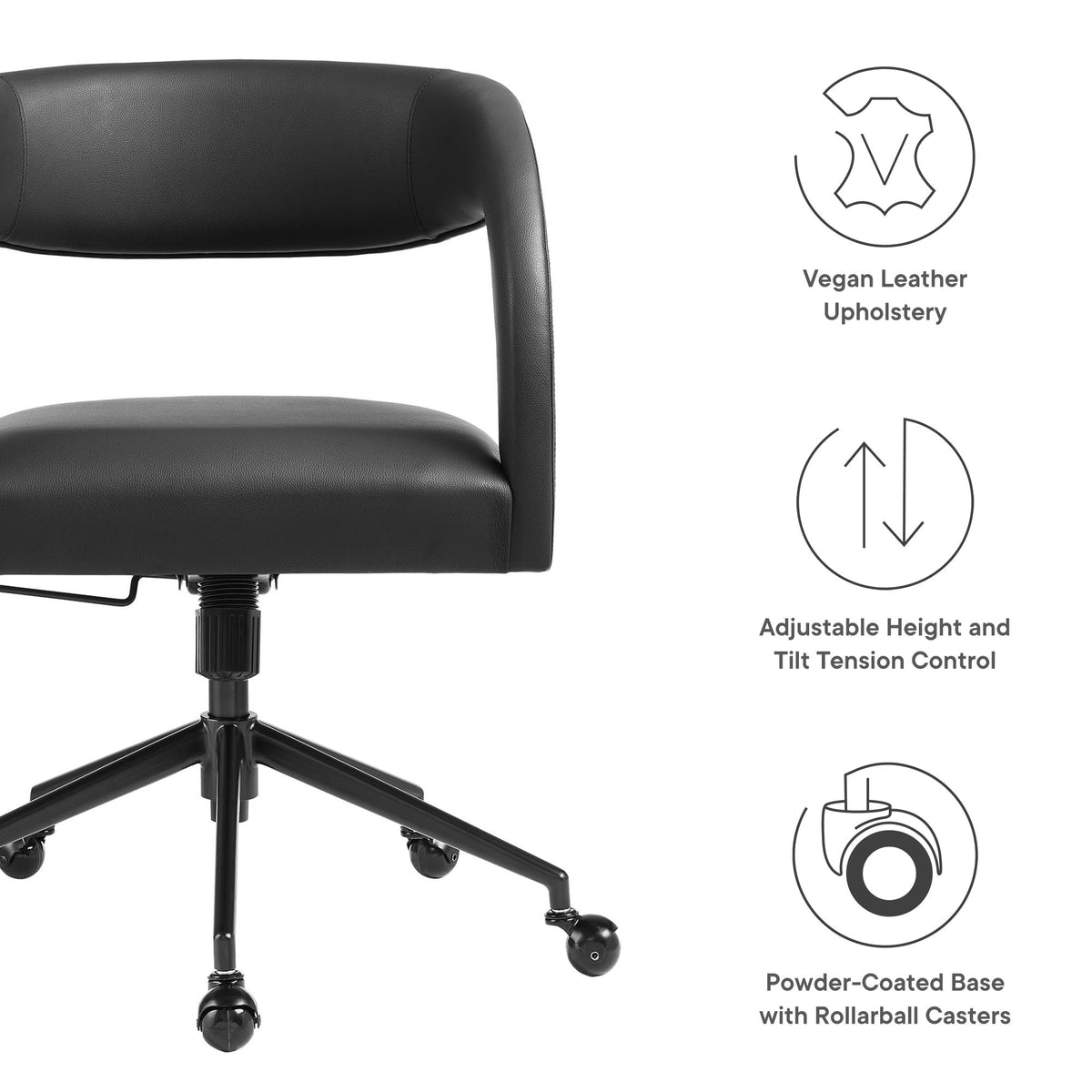 Pinnacle Vegan Leather Office Chair - Black