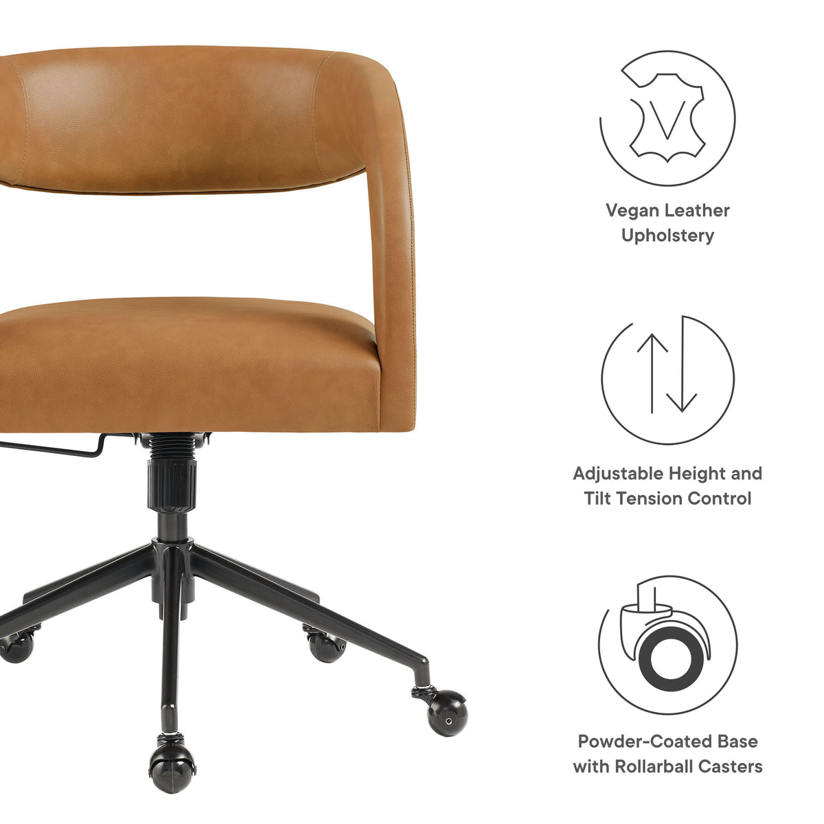 Pinnacle Vegan Leather Office Chair - Tan