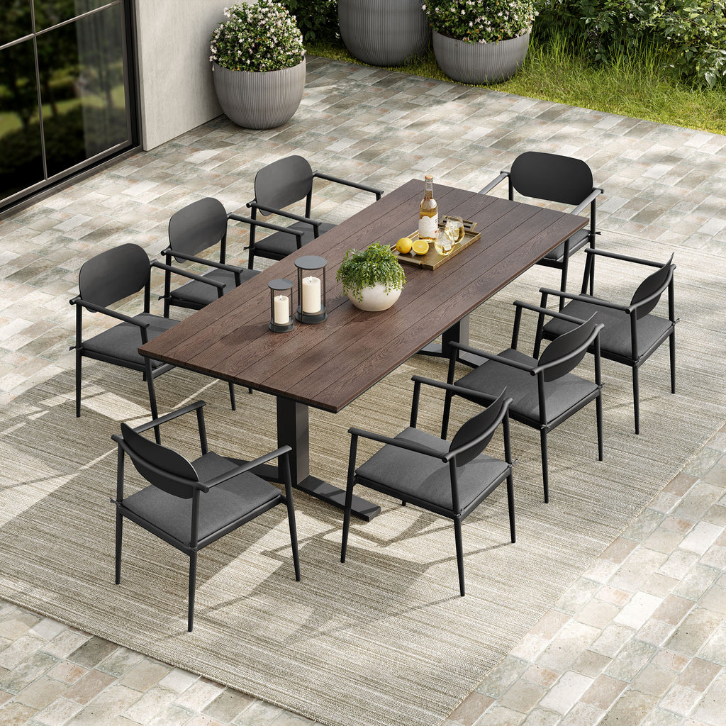 Aeris 9-Piece Outdoor Patio Aluminum Dining Set - Charcoal