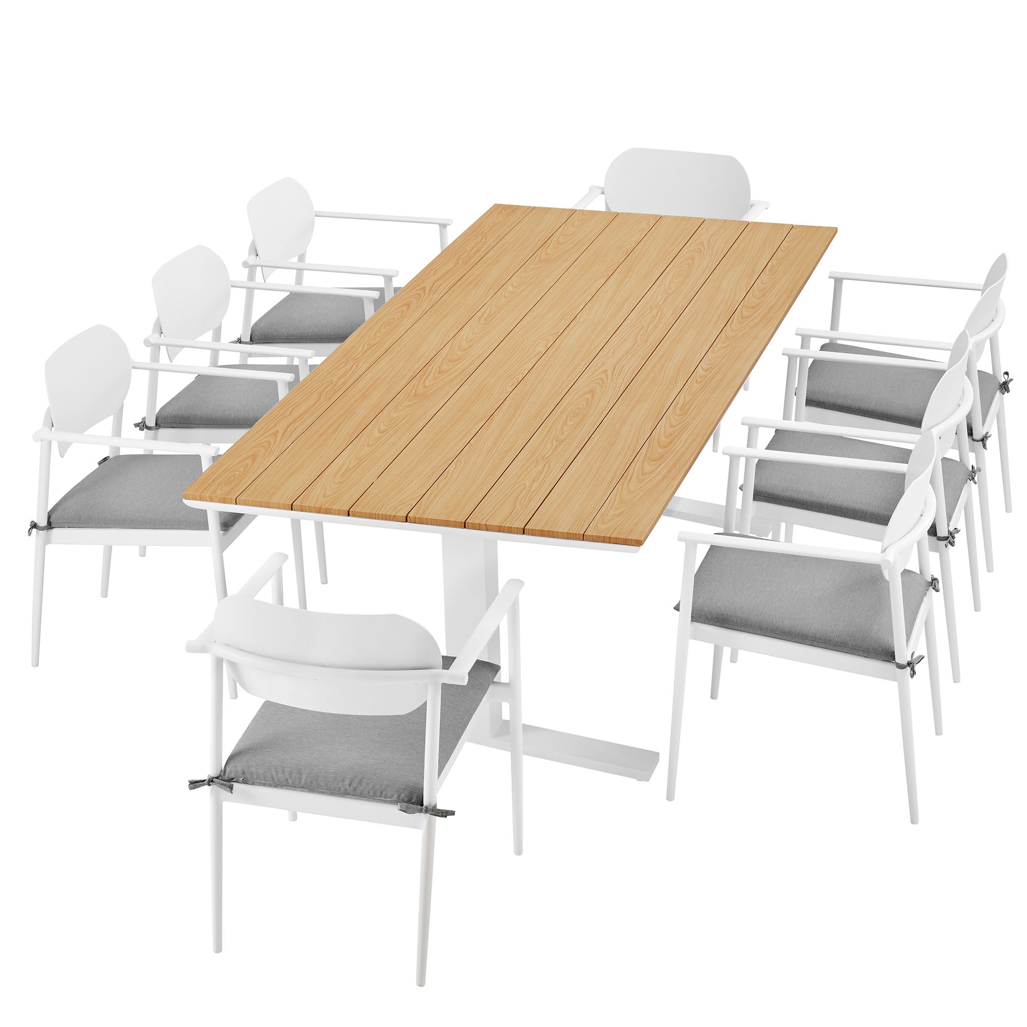 Aeris 9-Piece Outdoor Patio Aluminum Dining Set - White