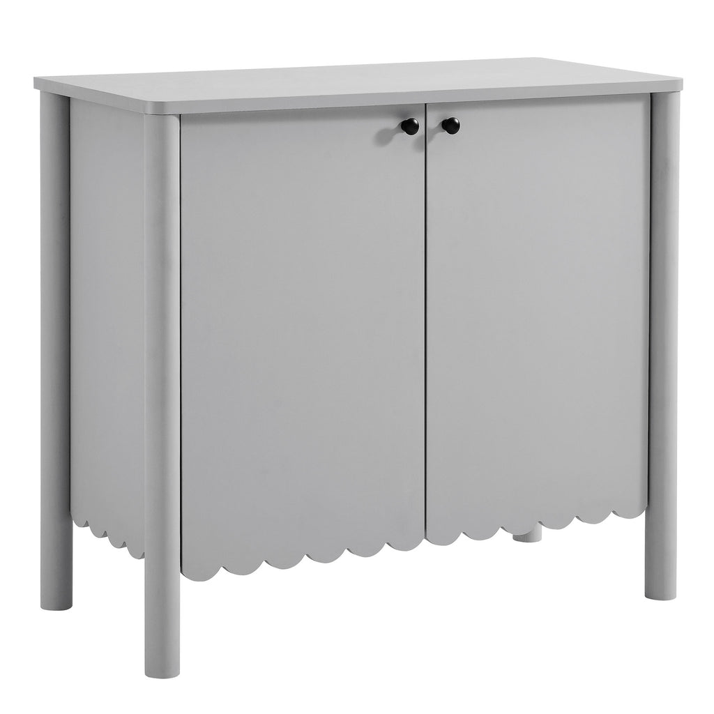 Emmeline 35" 2-Door Scalloped Sideboard Cabinet - Light Gray