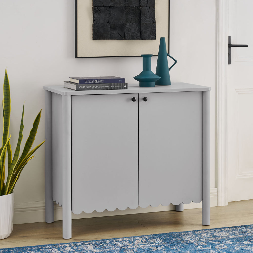 Emmeline 35" 2-Door Scalloped Sideboard Cabinet - Light Gray
