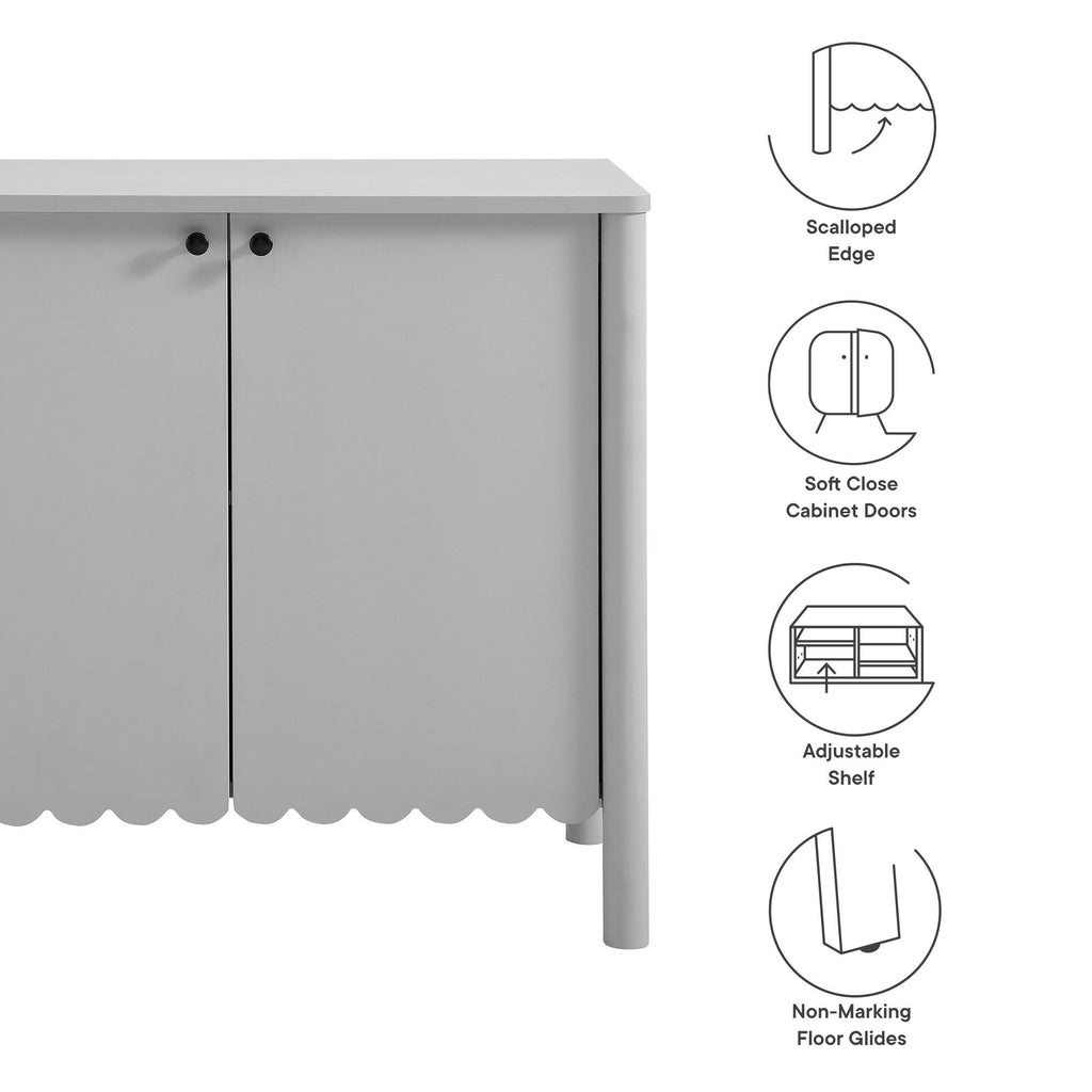 Emmeline 35" 2-Door Scalloped Sideboard Cabinet - Light Gray