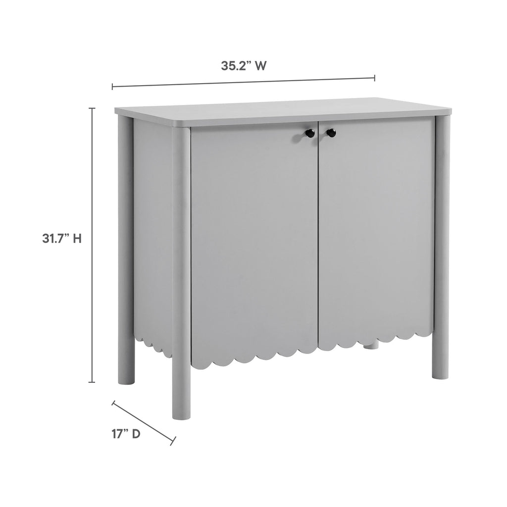 Emmeline 35" 2-Door Scalloped Sideboard Cabinet - Light Gray