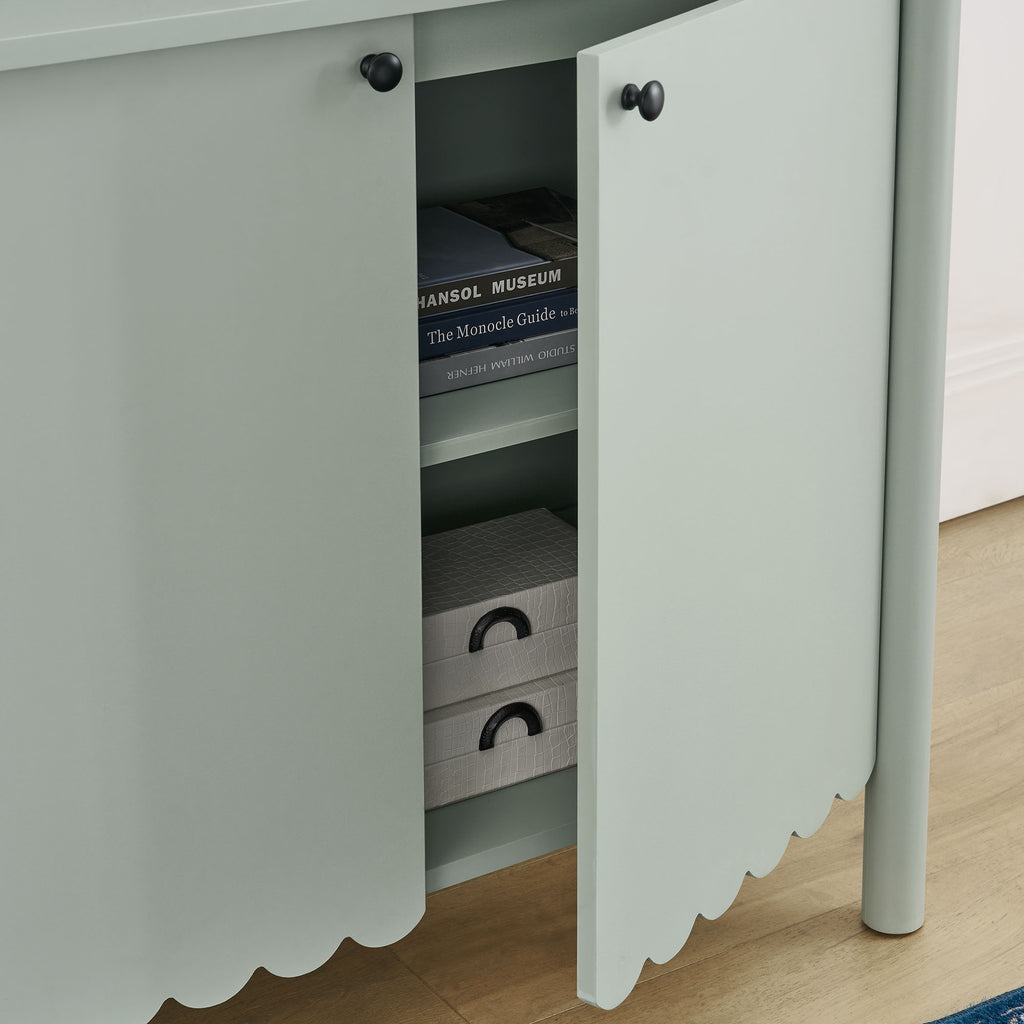 Emmeline 35" 2-Door Scalloped Sideboard Cabinet - Sage