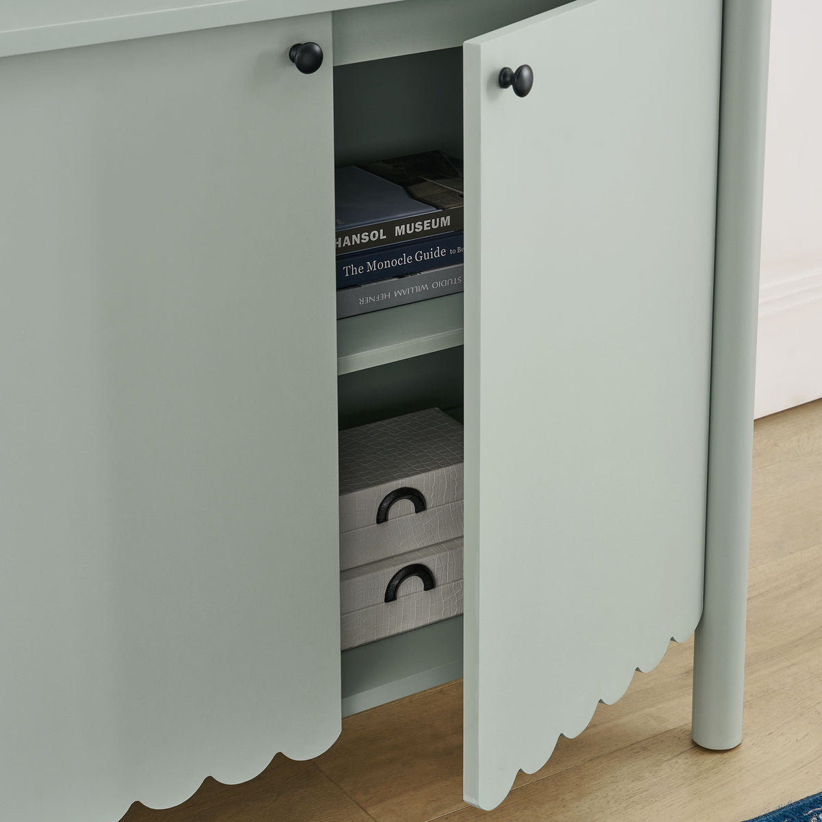 Emmeline 35" 2-Door Scalloped Sideboard Cabinet - Sage