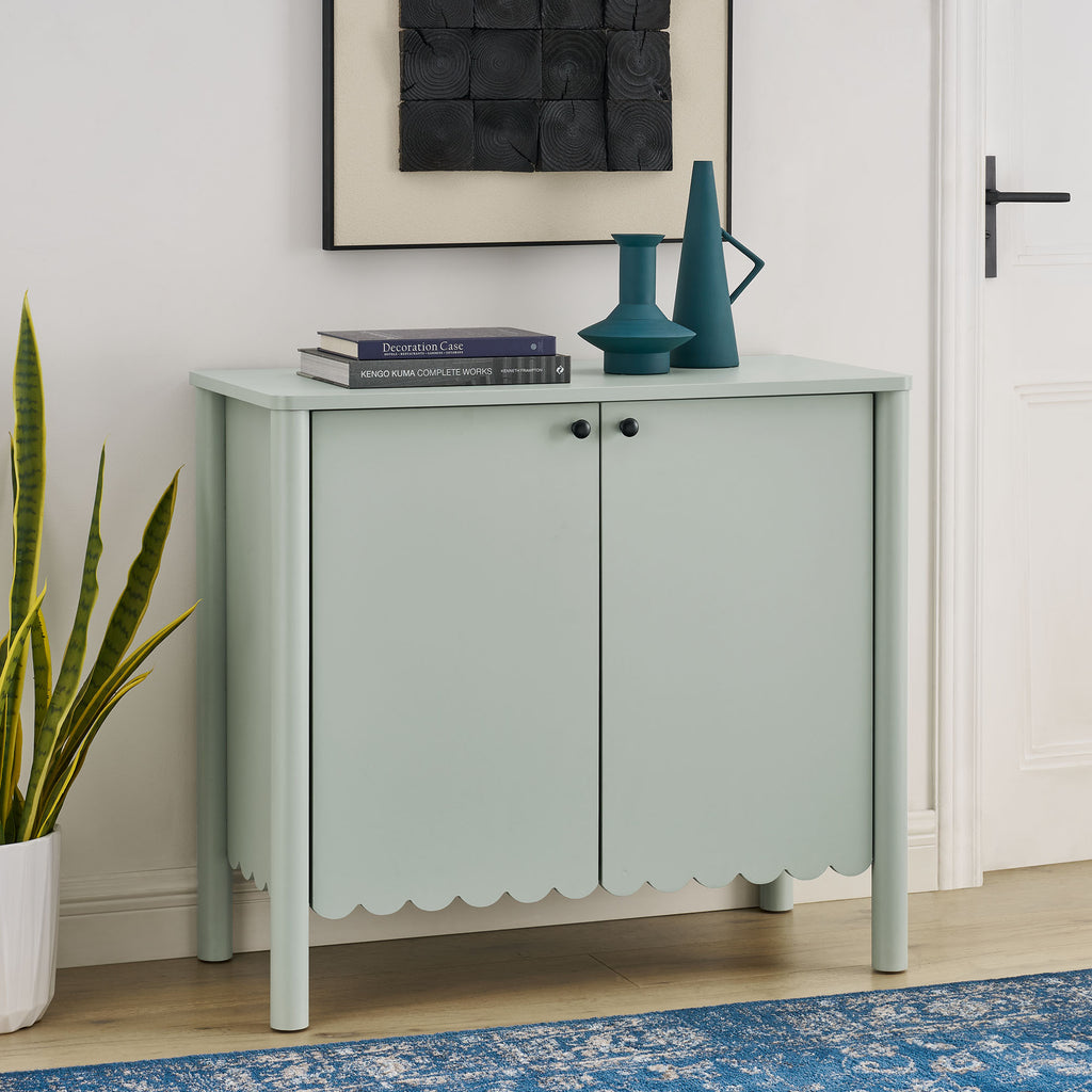 Emmeline 35" 2-Door Scalloped Sideboard Cabinet - Sage