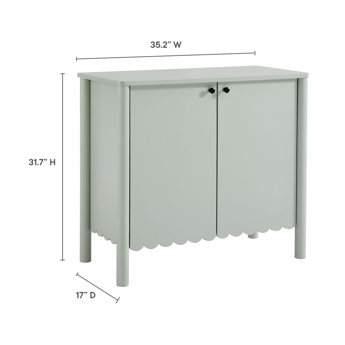 Emmeline 35" 2-Door Scalloped Sideboard Cabinet - Sage