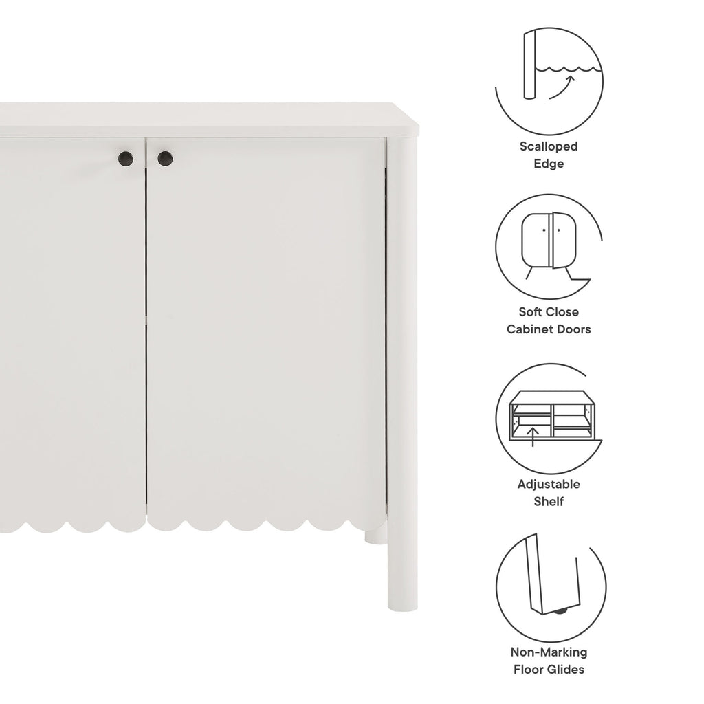 Emmeline 35" 2-Door Scalloped Sideboard Cabinet - White