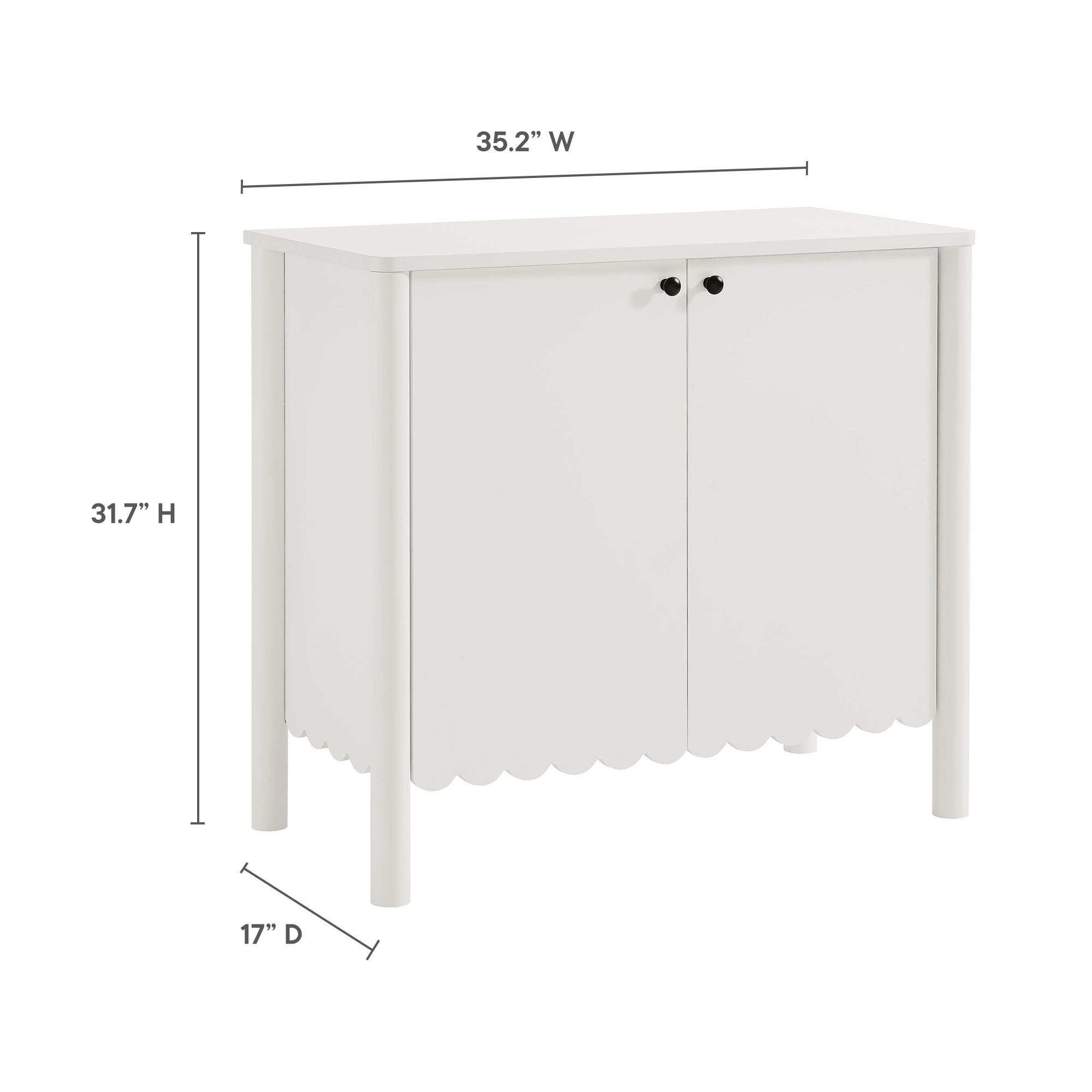 Emmeline 35" 2-Door Scalloped Sideboard Cabinet - White