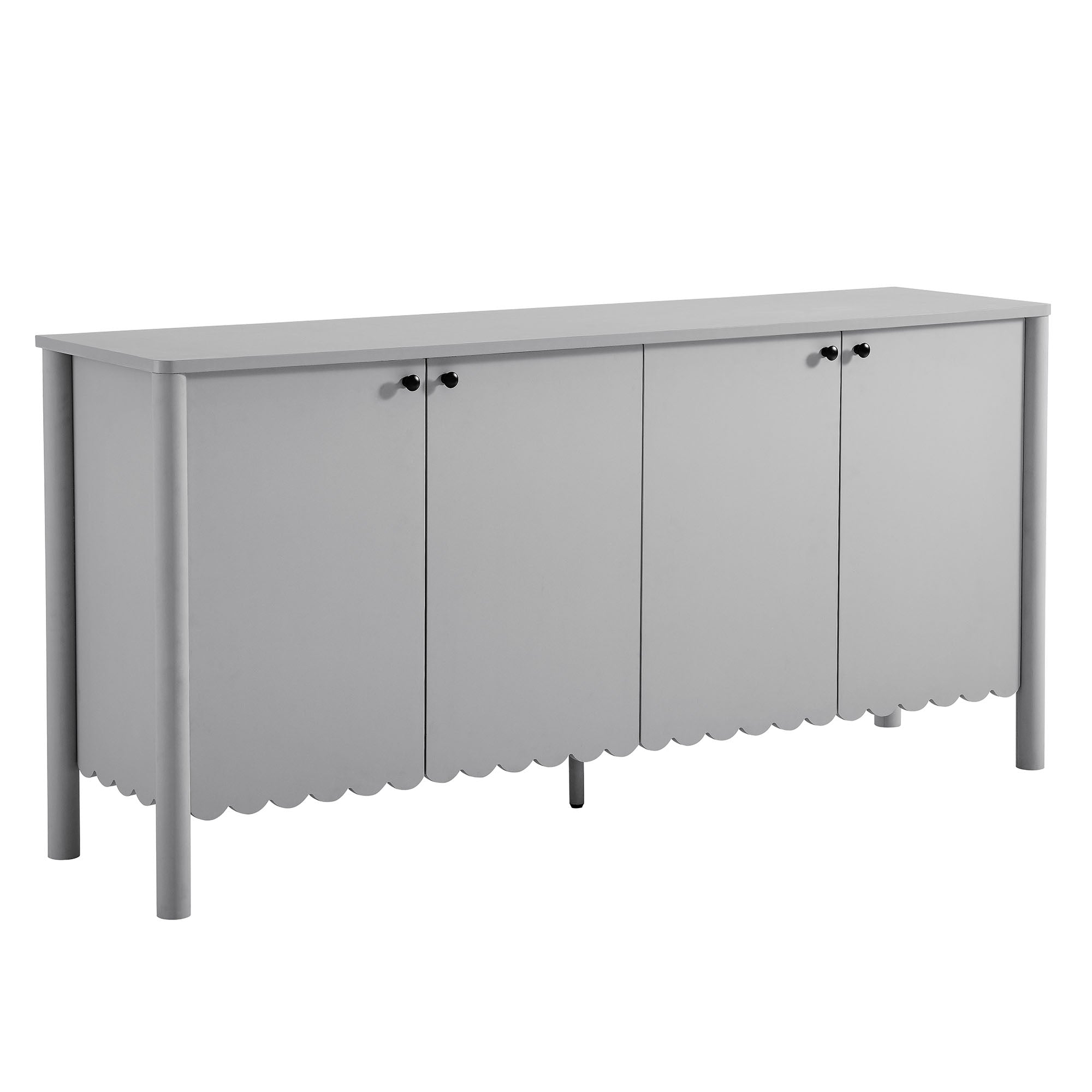 Emmeline 66" 4-Door Scalloped Sideboard Cabinet - Light Gray