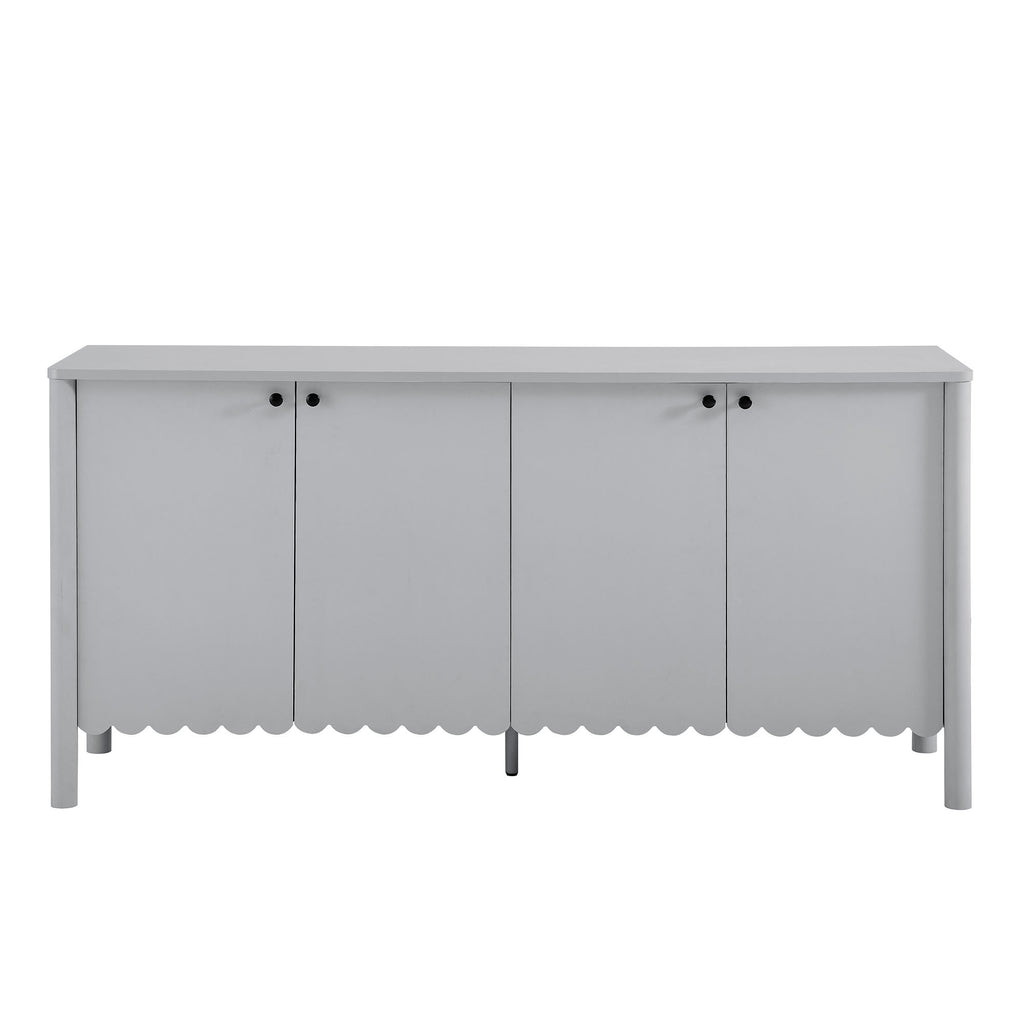 Emmeline 66" 4-Door Scalloped Sideboard Cabinet - Light Gray