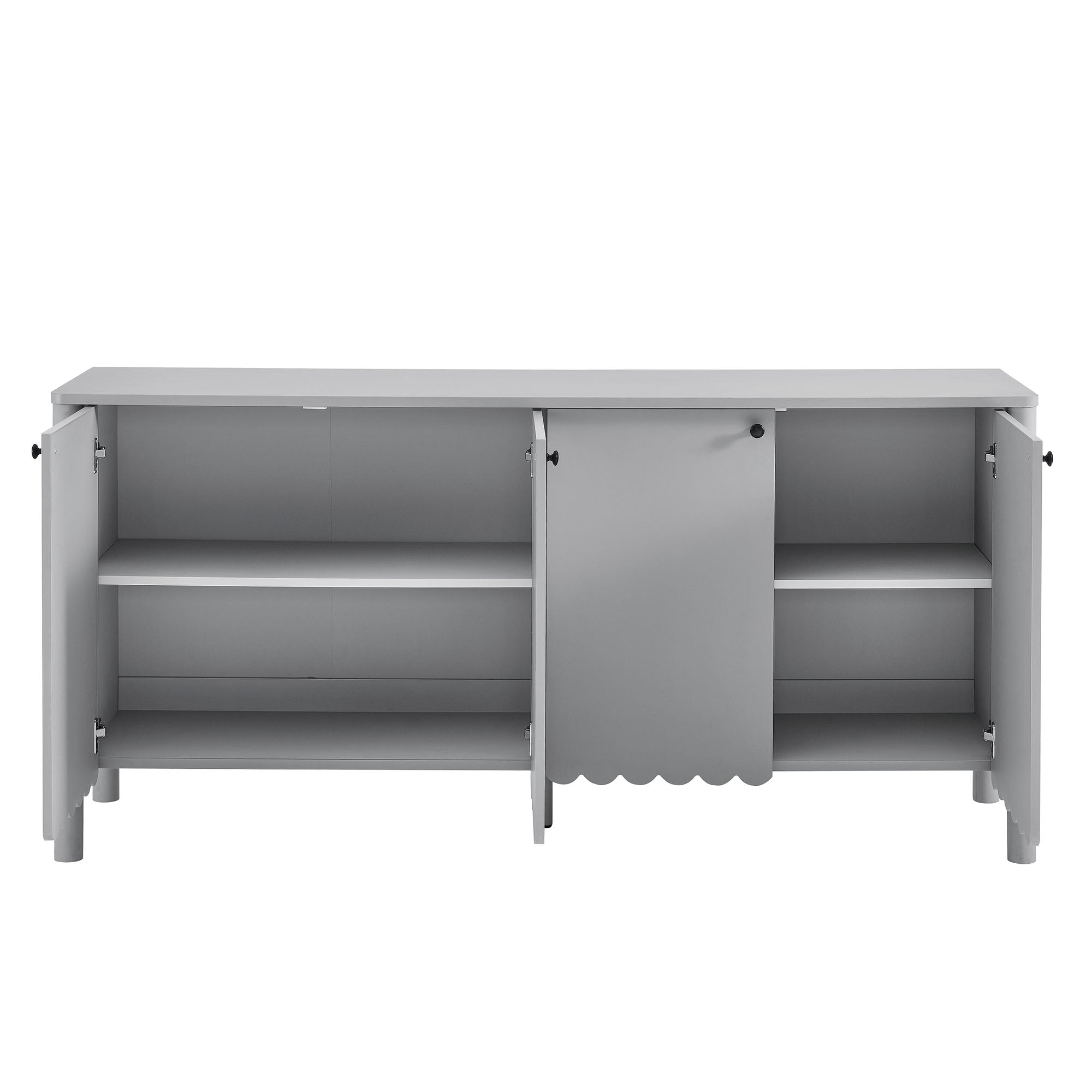 Emmeline 66" 4-Door Scalloped Sideboard Cabinet - Light Gray
