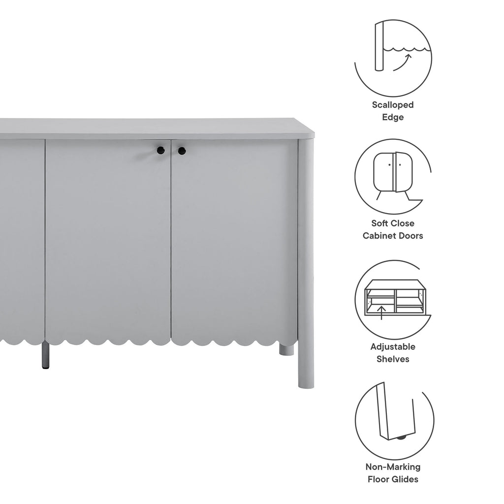 Emmeline 66" 4-Door Scalloped Sideboard Cabinet - Light Gray