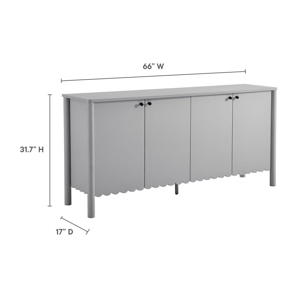 Emmeline 66" 4-Door Scalloped Sideboard Cabinet - Light Gray