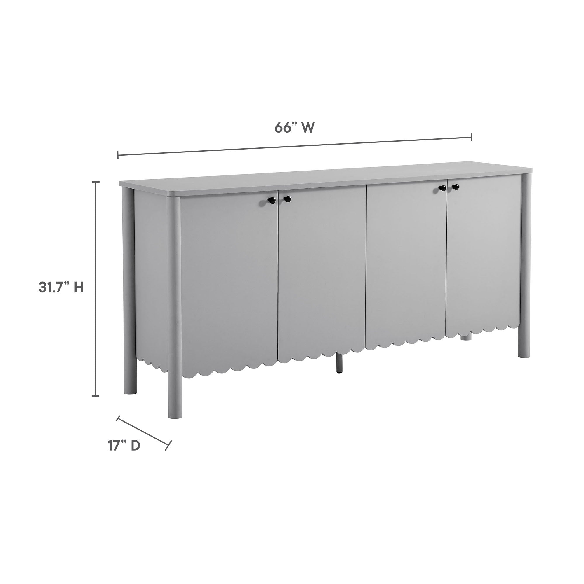 Emmeline 66" 4-Door Scalloped Sideboard Cabinet - Light Gray