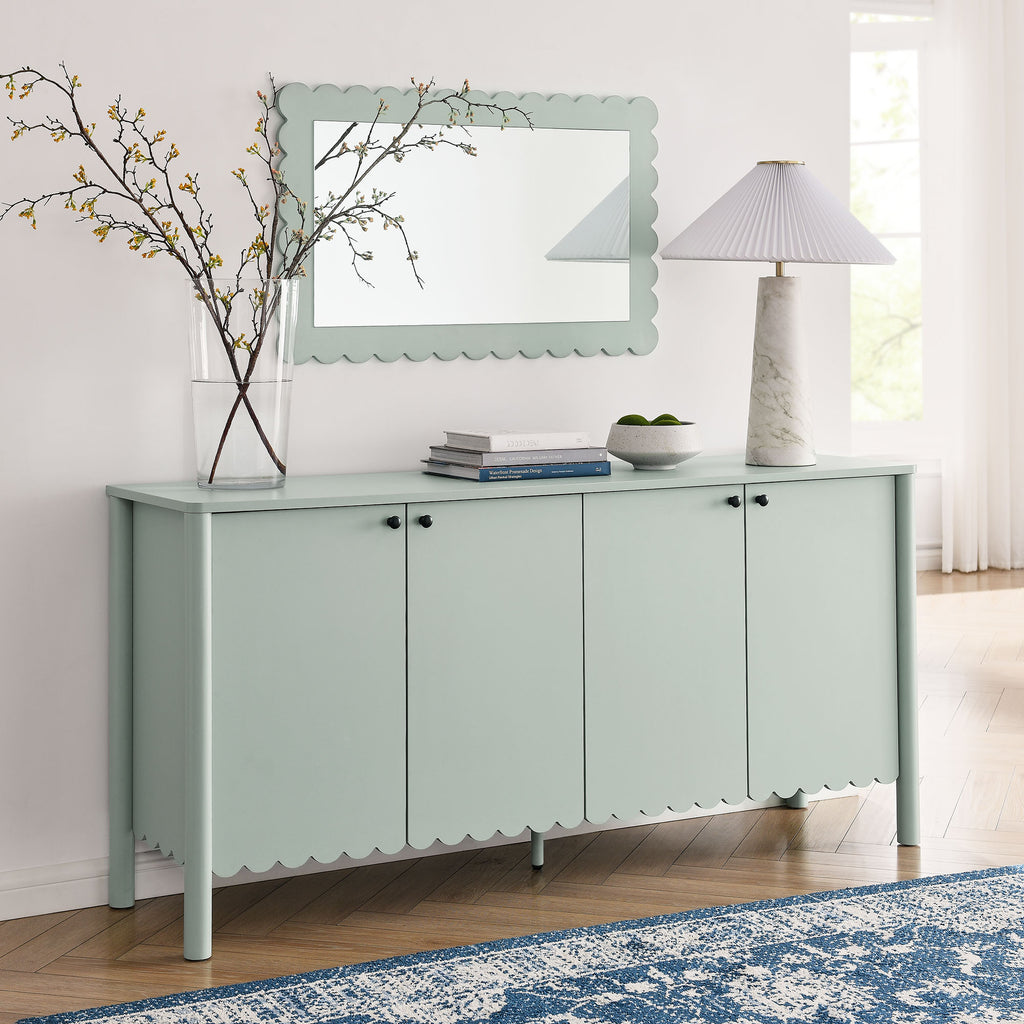 Emmeline 66" 4-Door Scalloped Sideboard Cabinet - Sage