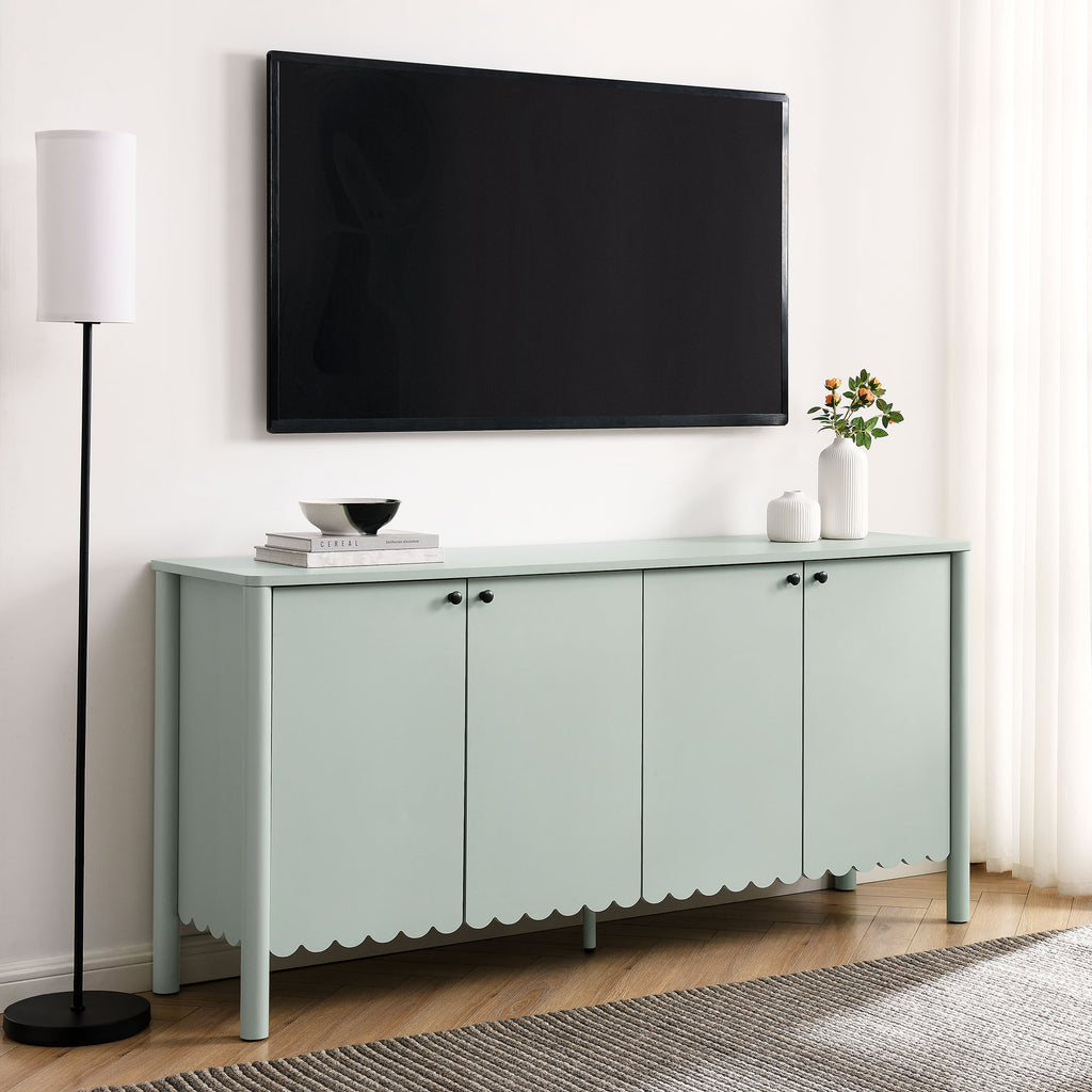 Emmeline 66" 4-Door Scalloped Sideboard Cabinet - Sage