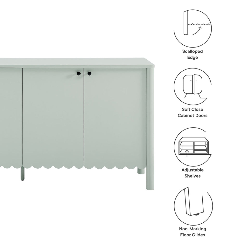 Emmeline 66" 4-Door Scalloped Sideboard Cabinet - Sage
